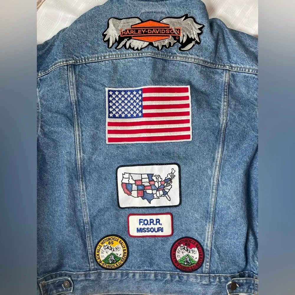 Vintage Levi’s 70507-0214 Made USA Harley HOG Denim Trucker Jacket XL - Picture 3 of 15